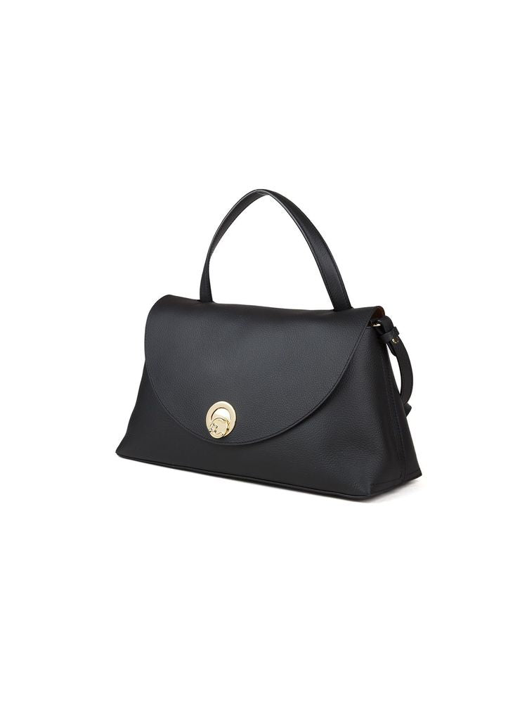 Coccinelle Nikla Top Handle Bag — Black Cowhide