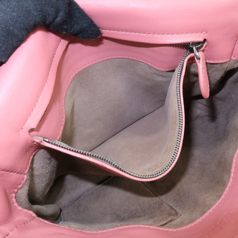 Bottega Veneta Drawstring Flap Leather With Intrecciato Pink Bag