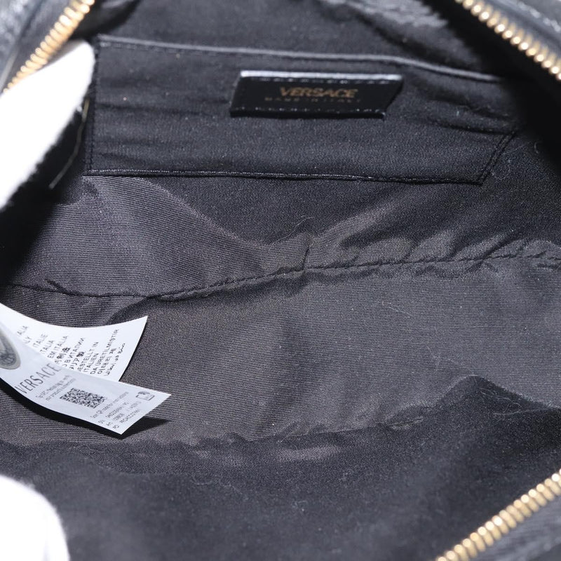 Versace Medusa Icon Front Slip Pocket Camera Quilted Leather Black Bag