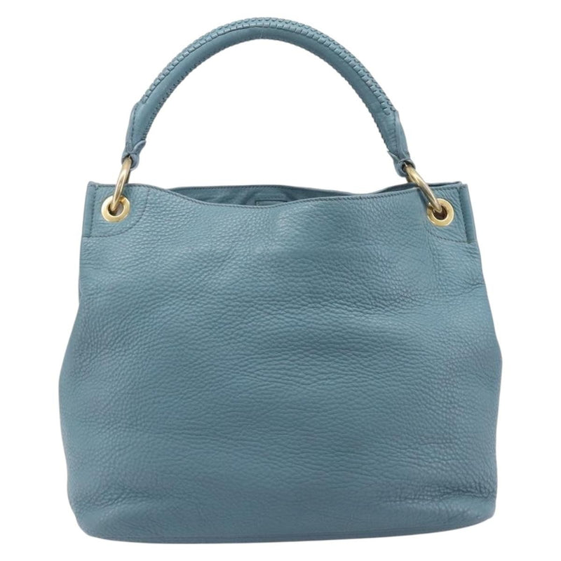 Prada Rolled Hobo Vitello Daino Blue Leather