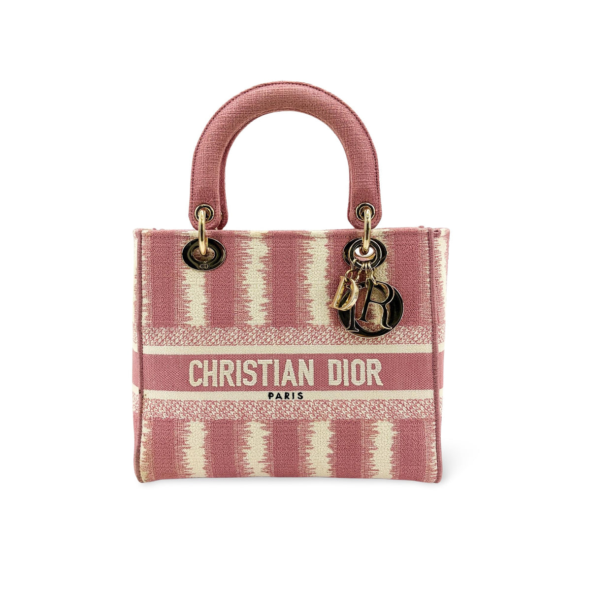 Christian Dior Lady D-Lite Embroidered Canvas Pink Bag