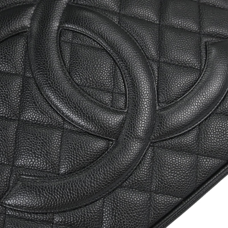 Chanel Medallion Quilted Caviar Black Leather Bag