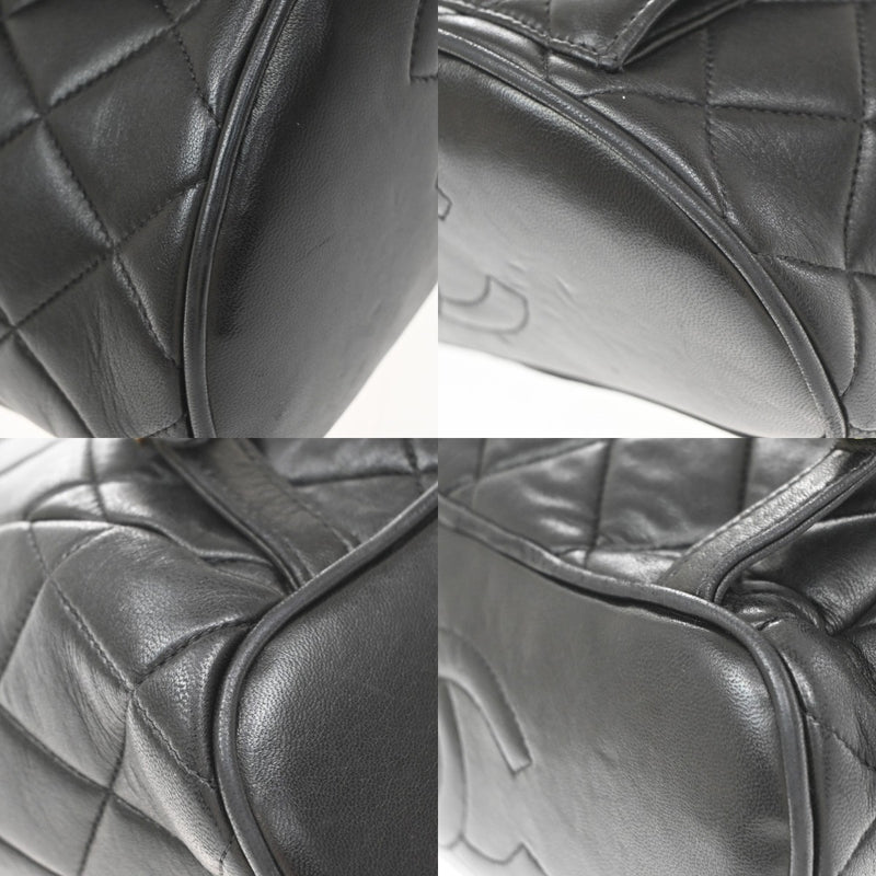 Chanel Vintage Cc Pocket Quilted Lambskin Black Leather Bag