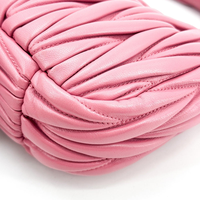 Miu Miu Wander Hobo Matelasse Satin Pink Leather
