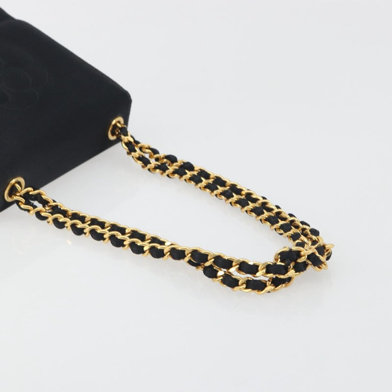 Chanel Vintage Camellia Flap Satin Black Bag