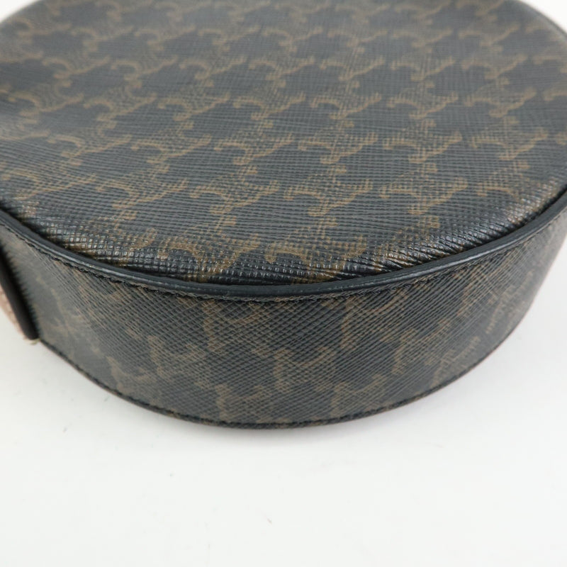 Celine Round Purse On Strap Triomphe Coated Canvas Brown Bag