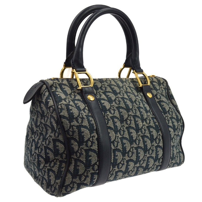 Christian Dior Vintage Trotter Boston Diorissimo Canvas Navy Bag