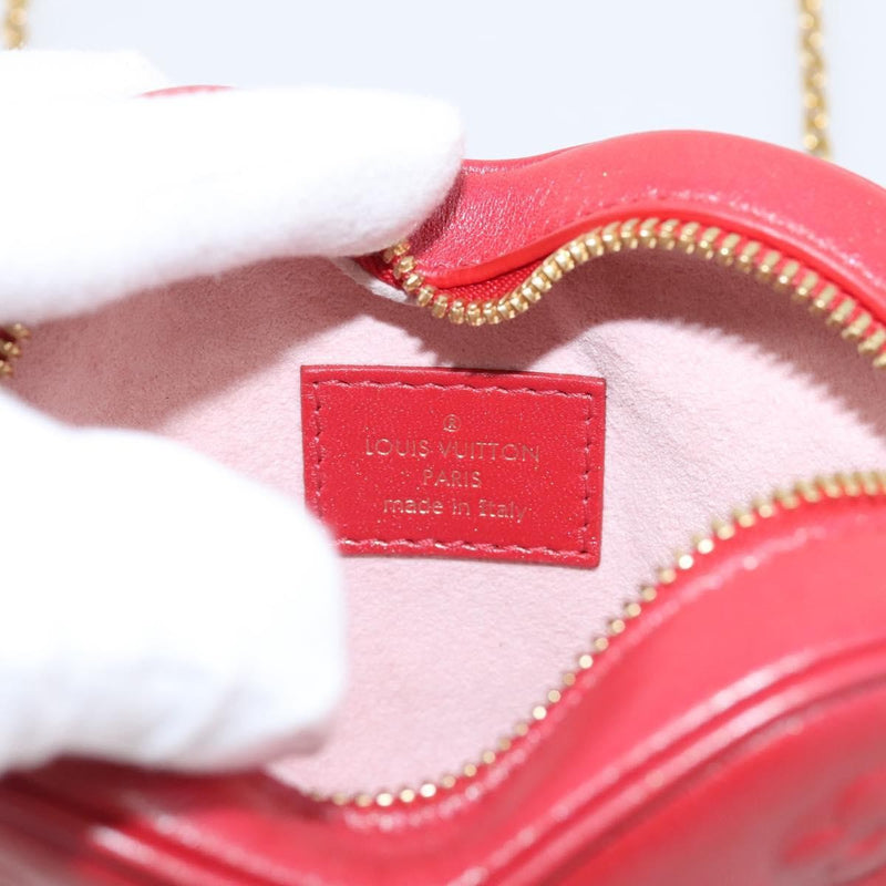 Louis Vuitton Coeur Heart On Chain Monogram Embossed Lambskin Red Leather Bag