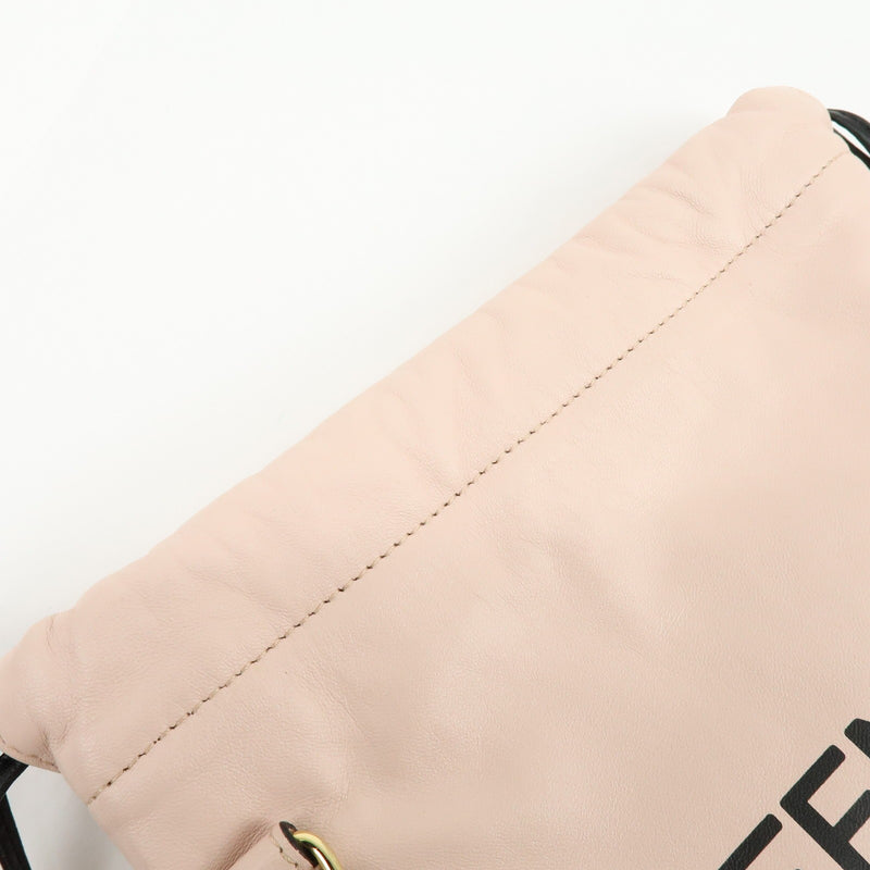 Fendi Logo Drawstring Leather Pink Bag