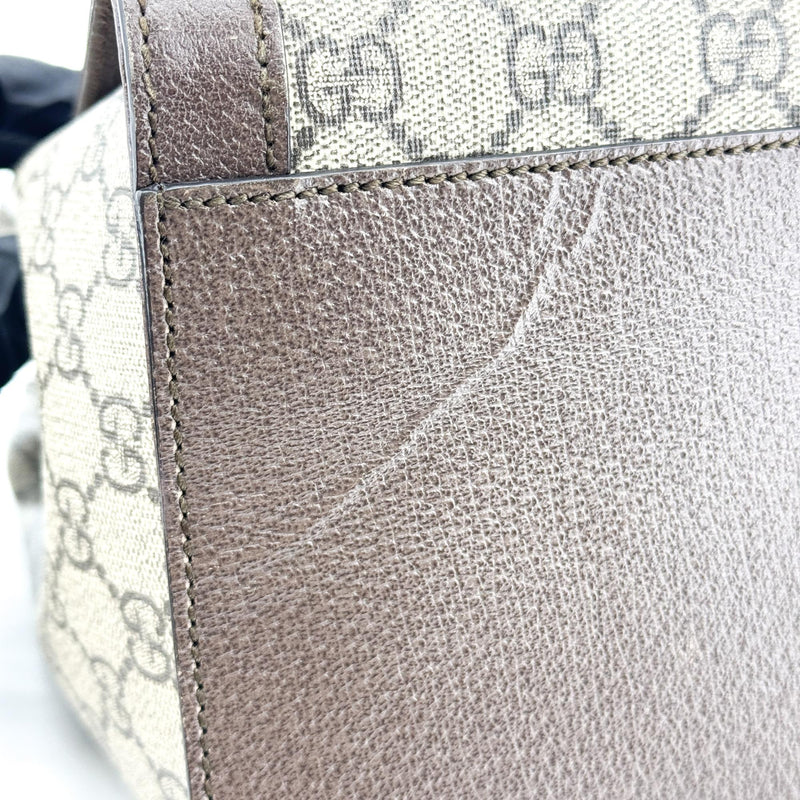 Gucci Ophidia Top Handle Gg Coated Canvas Brown Bag