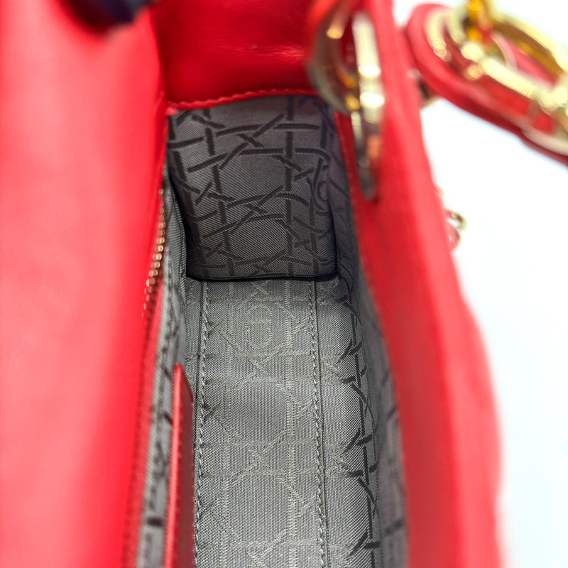 Christian Dior Lady Cannage Quilt Lambskin Pink Leather Bag
