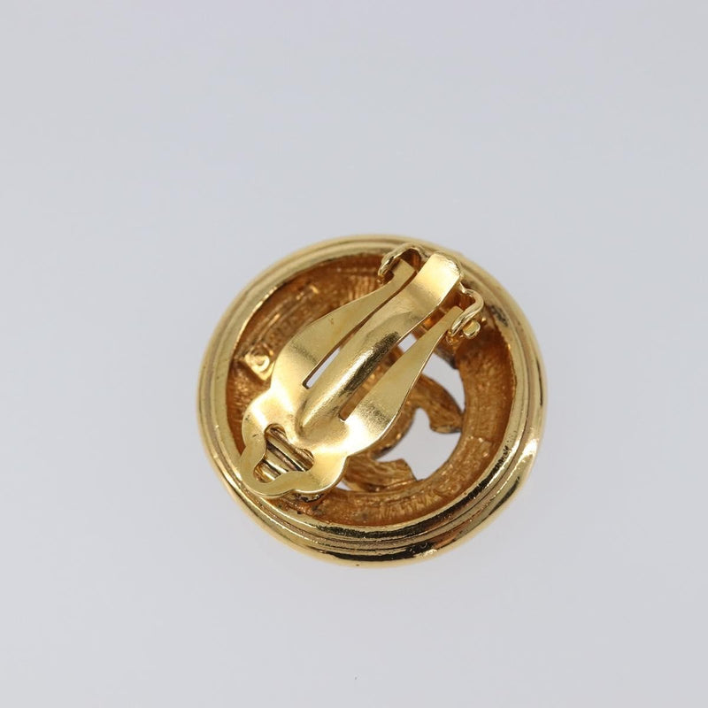 Chanel Vintage Cc Round Clip-On Metal Gold Bijoux