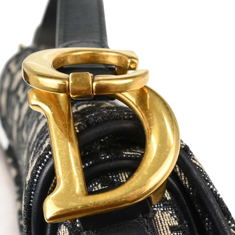 Christian Dior Saddle Oblique Canvas Navy Bag