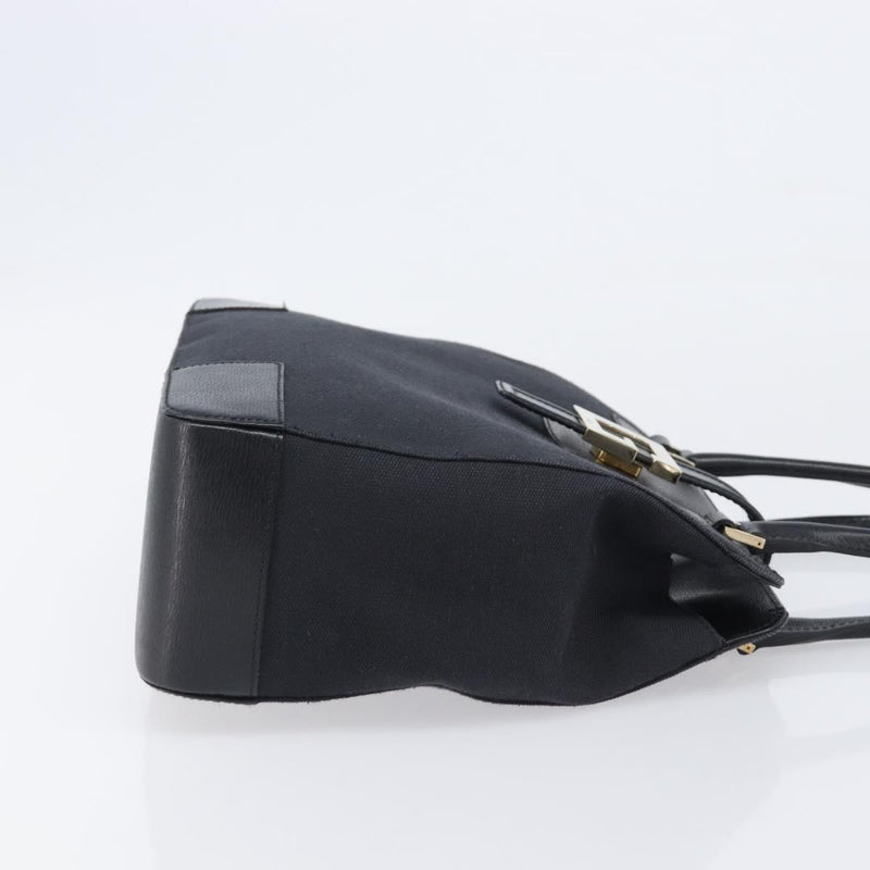 Gucci Vintage G Logo Canvas Black Leather Bag