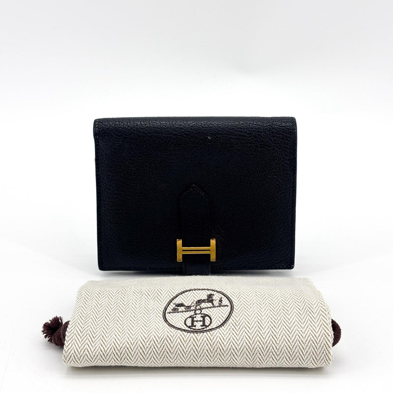 Hermes Bearn Epsom Black Leather Accessory