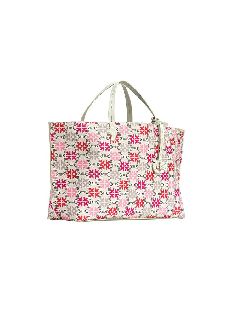 Pinko Geometric-Patterned Shopper Bag — White Polyethylene