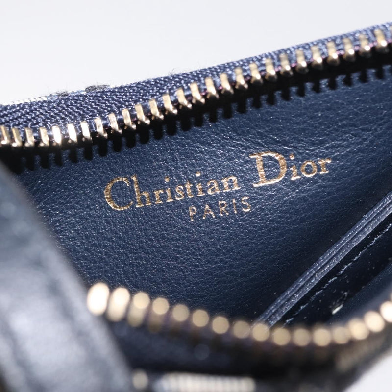 Christian Dior Vintage Saddle Zip Coin Purse Diorissimo Canvas Navy Bag