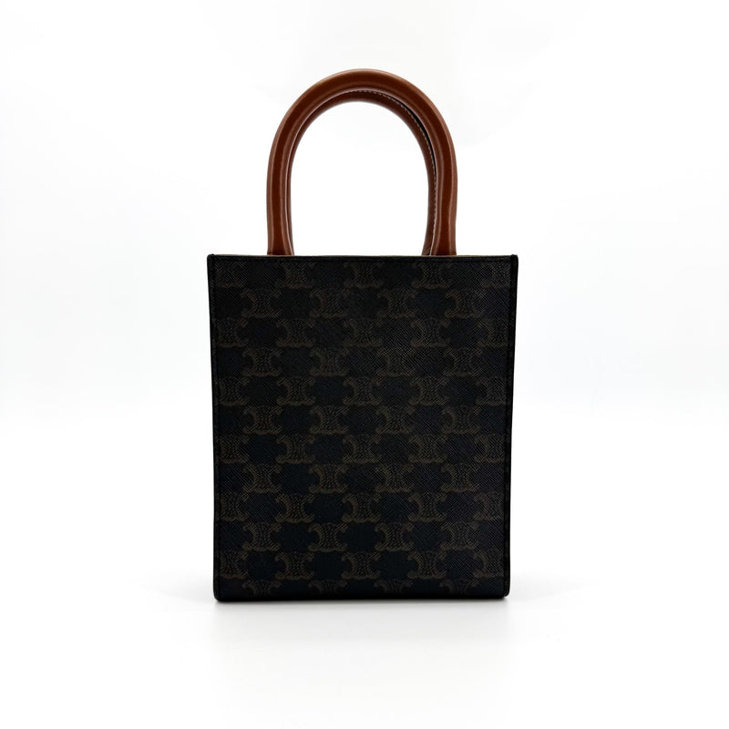 Celine Vertical Cabas Triomphe Coated Canvas Brown Bag