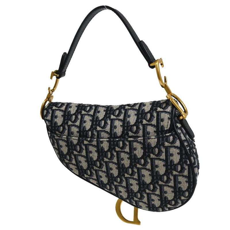 Christian Dior Saddle Oblique Canvas Navy Bag