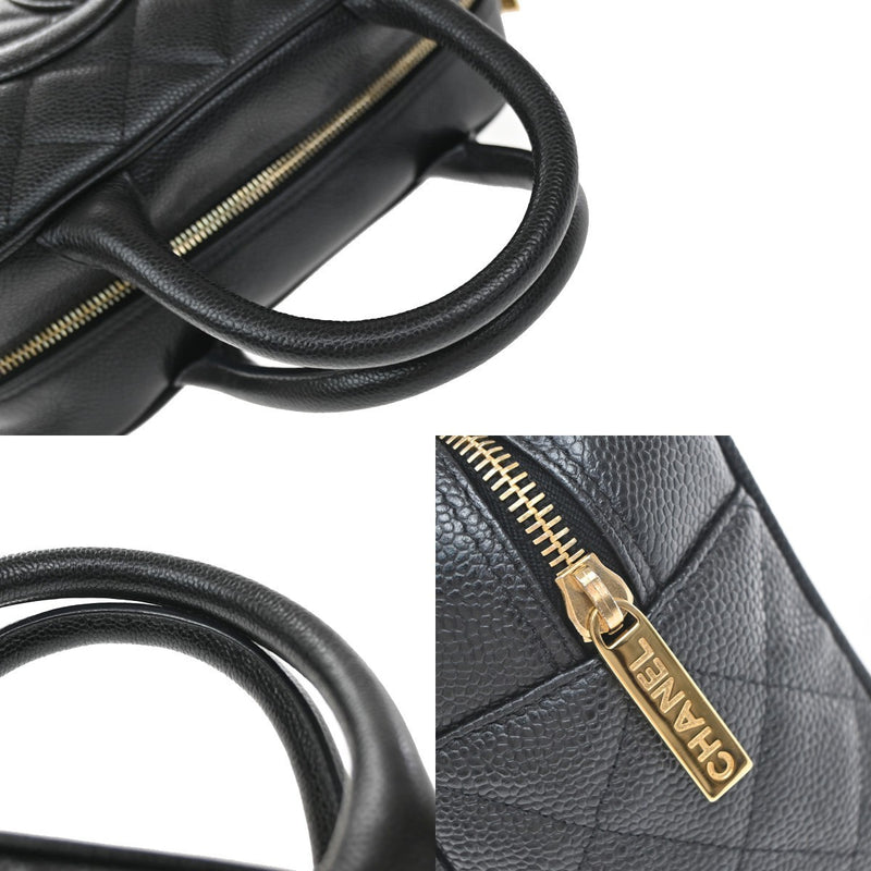 Chanel Timeless Cc Bowler Quilted Caviar Black Leather Bag