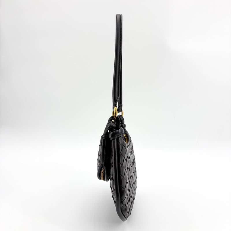 Bottega Veneta Gemelli Intrecciato Leather Black Bag