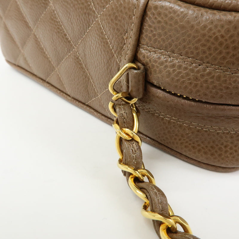 Chanel Vintage Front Pocket Camera Quilted Caviar Brown Leather Bag