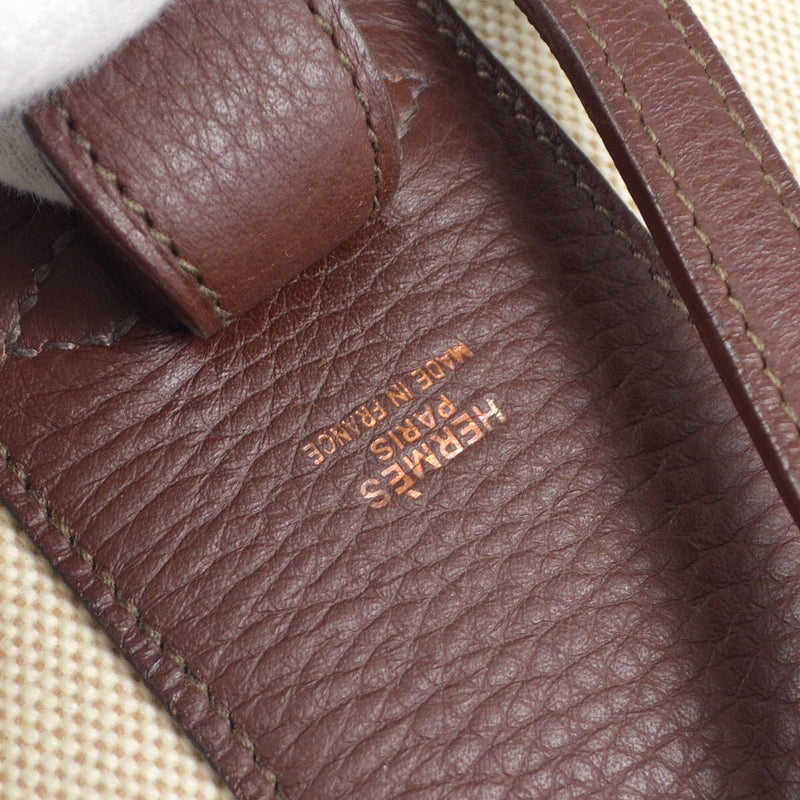 Hermes Acapulco Vanity Toile With Leather Beige Canvas Bag
