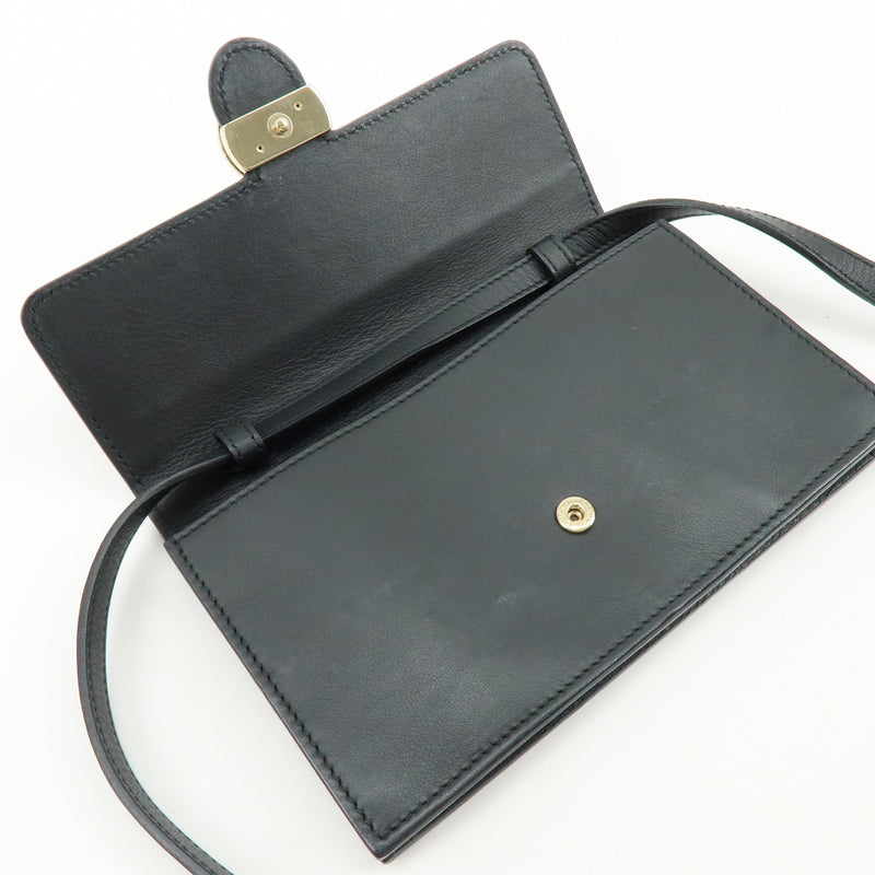 Gucci Interlocking Wallet On Chain Leather Black Bag