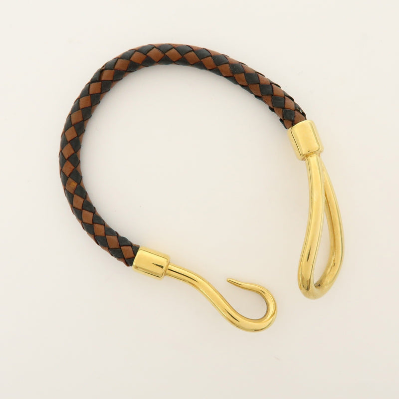 Hermes Jumbo Hook Braided Leather And Metal Brown Bijoux
