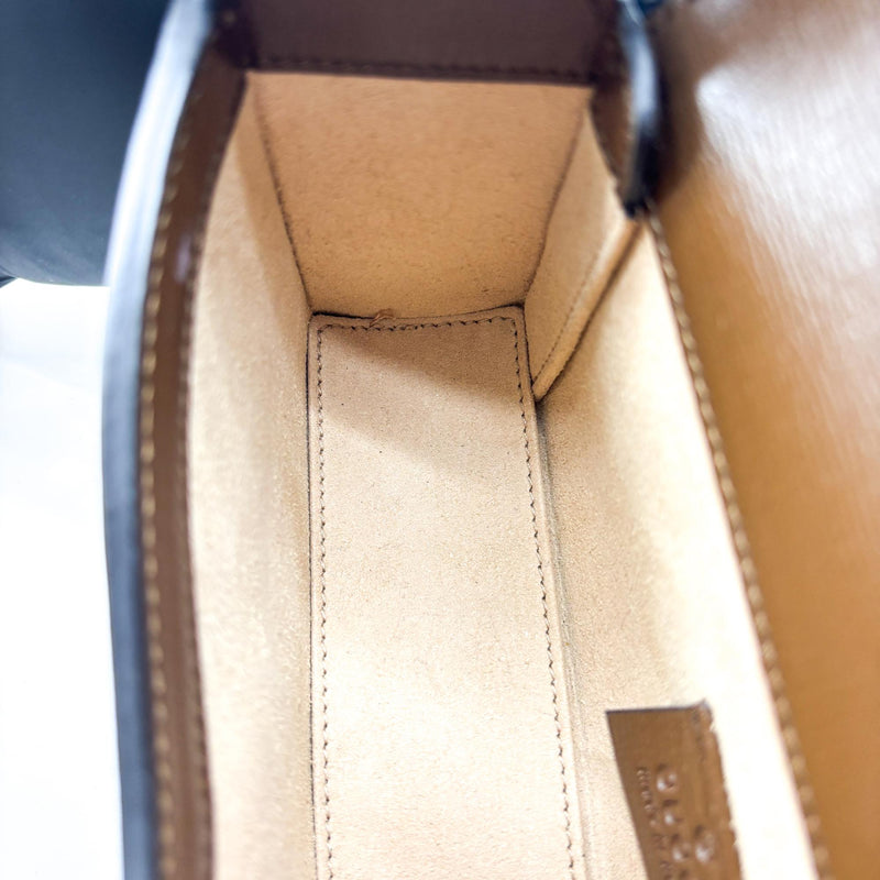 Gucci Horsebit 1955 Flap Gg Coated Canvas Brown Bag