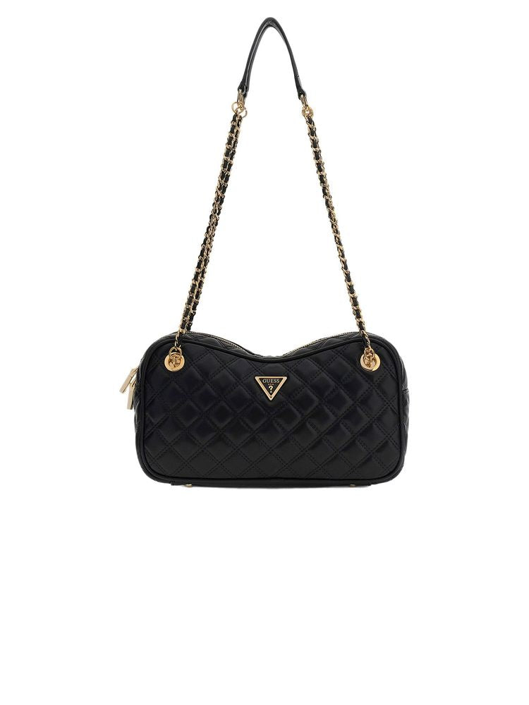 Guess Quilted Polyurethane Shoulder Bag — Black
