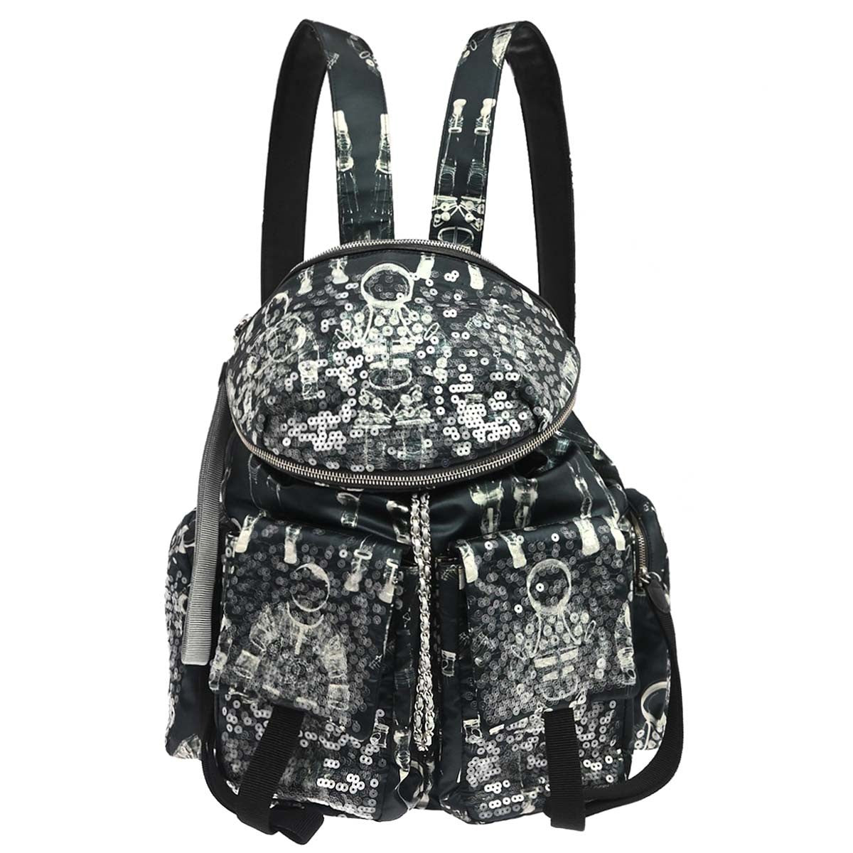 Chanel Astronaut Essentials Sequin Embellished Printed Nylon Navy Bag