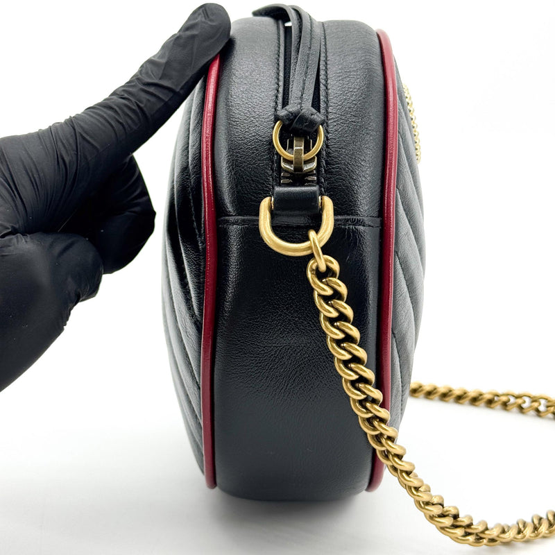 Gucci Gg Marmont Round Matelasse Leather Black Bag
