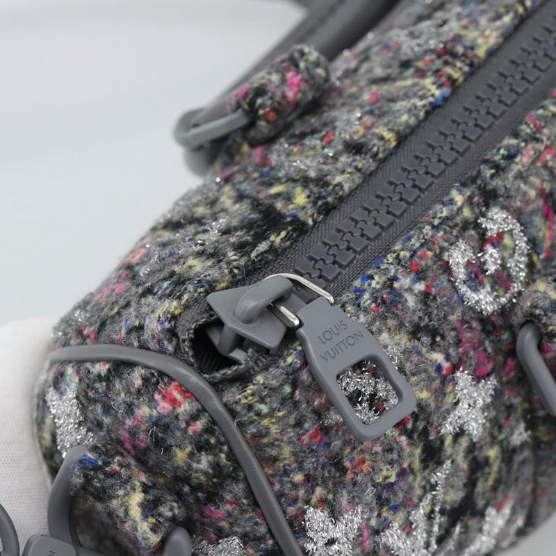 Louis Vuitton Keepall Bandouliere Lv Felt Gray Canvas Bag