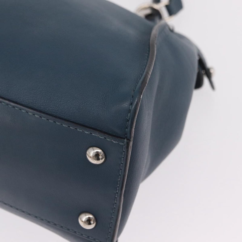 Fendi Peekaboo Ruffled Leather Blue Bag