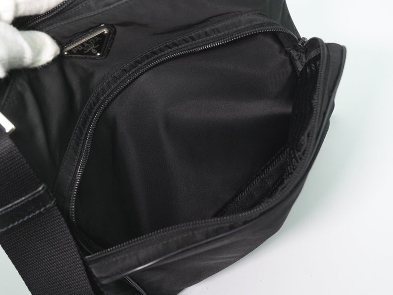 Prada Front Pocket Messenger Quilted Tessuto Black Nylon