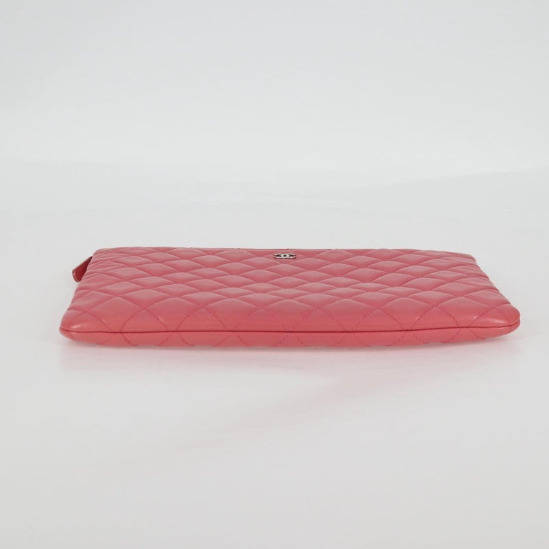 Chanel Cc Casino O Case Clutch Quilted Lambskin Pink Leather