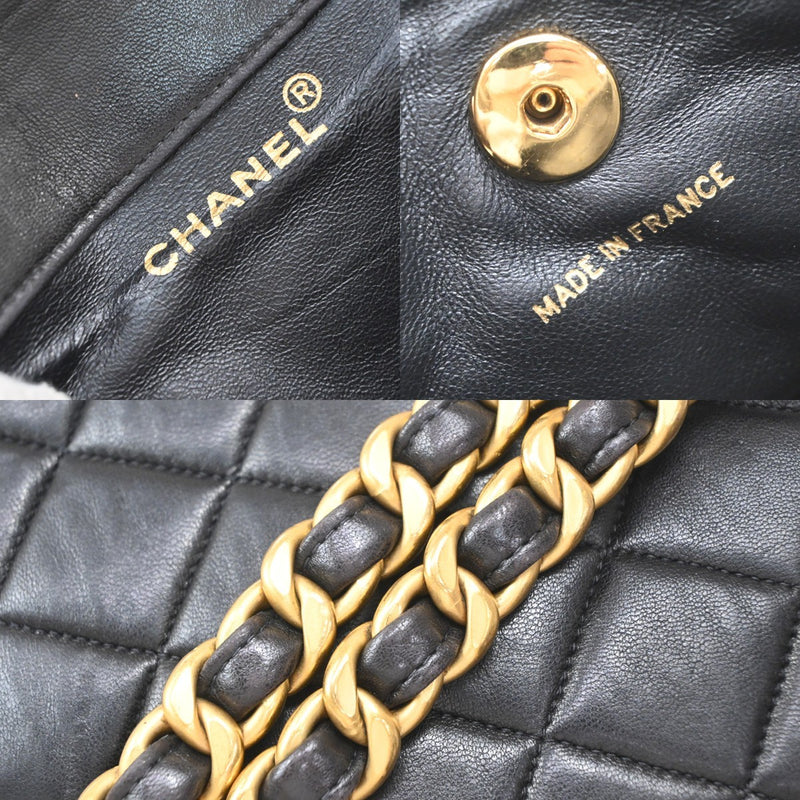 Chanel Vintage Cc Pocket Quilted Lambskin Black Leather Bag