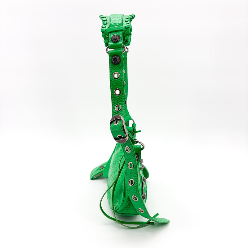 Balenciaga Le Cagole Giant Spikes Leather Green Bag