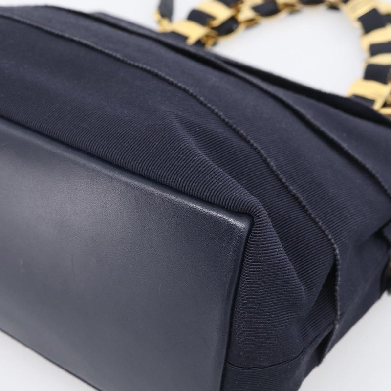Salvatore Ferragamo Vala Canvas Navy Bag