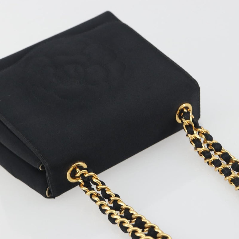 Chanel Vintage Camellia Flap Satin Black Bag