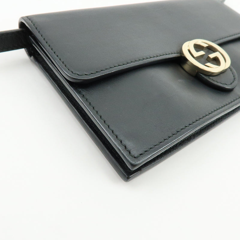 Gucci Interlocking Wallet On Chain Leather Black Bag