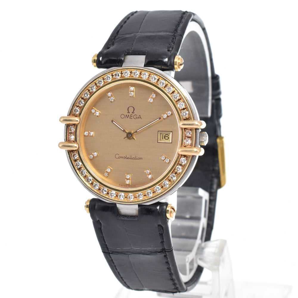 Omega Constellation Quartz Stainless Steel And Yellow Gold With Diamond Bezel Markers Mother Of Pearl Watches