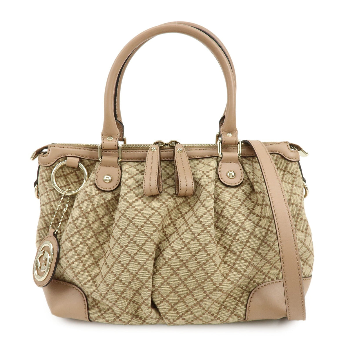 Gucci Sukey Diamante Canvas With Leather Beige Bag