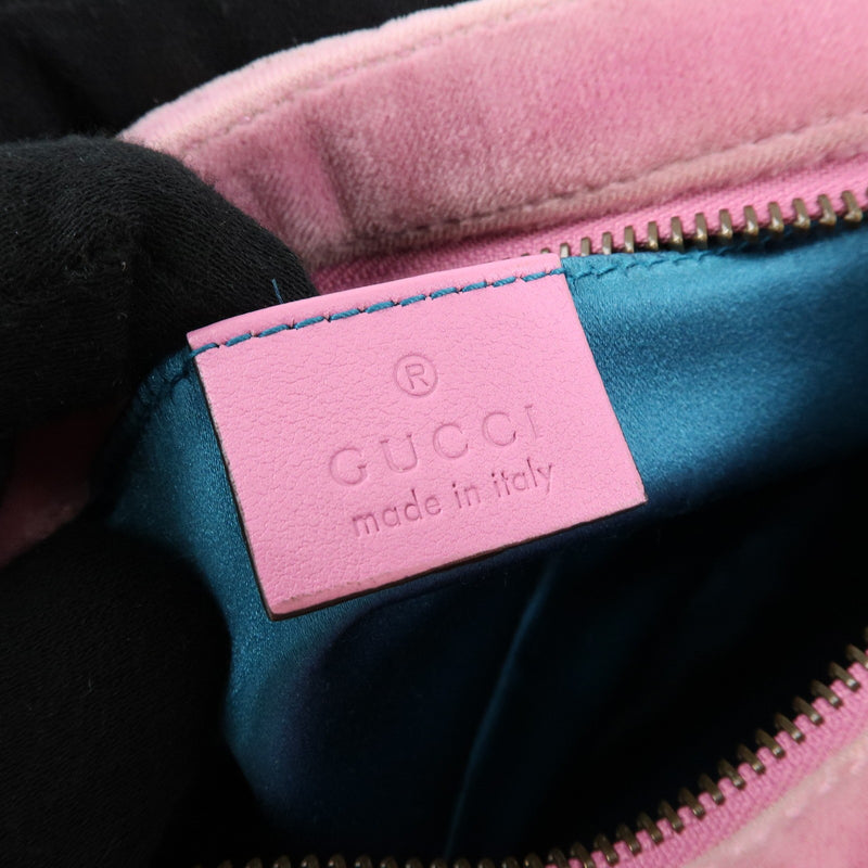 Gucci Gg Marmont Crystal Embellished Matelasse Velvet Pink Bag