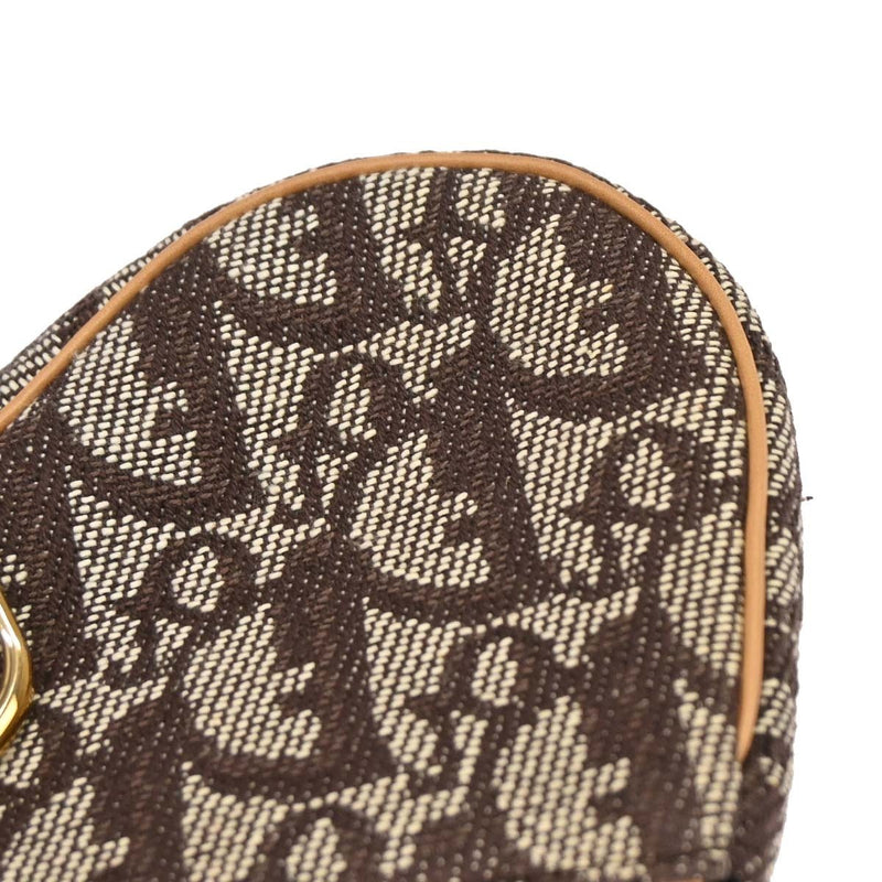 Christian Dior Vintage Saddle Zip Coin Purse Diorissimo Canvas Brown Bag