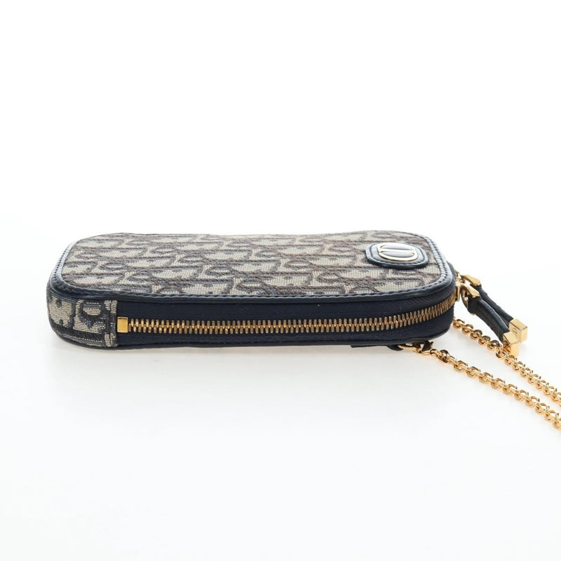 Christian Dior 30 Montaigne Phone Holder On Chain Oblique Canvas Navy Bag