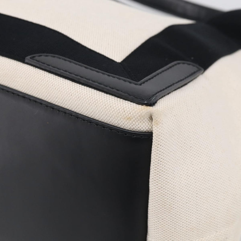 Balenciaga Navy Cabas Canvas With Leather White Bag