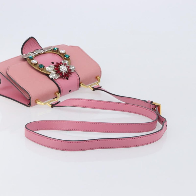 Miu Miu Madras Crystal Flap Leather Pink Bag