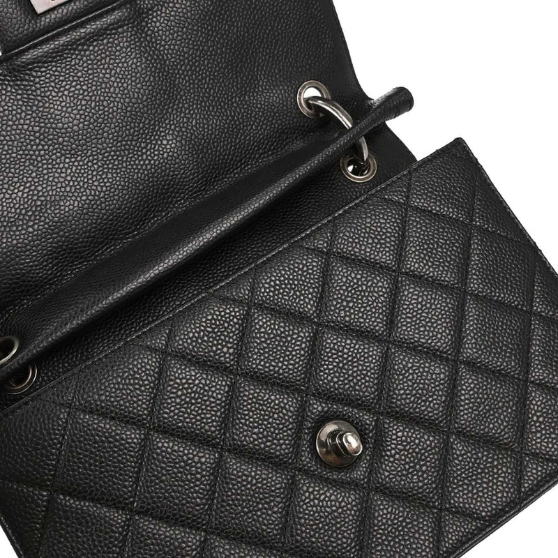 Chanel Paris-Edinburgh Square Flap Caviar 2 Way Black Leather Bag